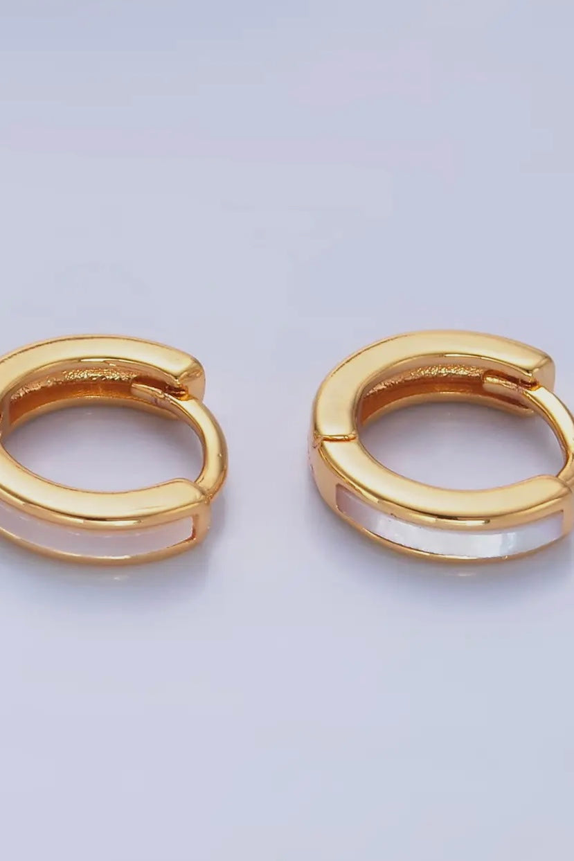 16K Gold Filled Shell Pearl Cartilage Huggies Hoops Earring